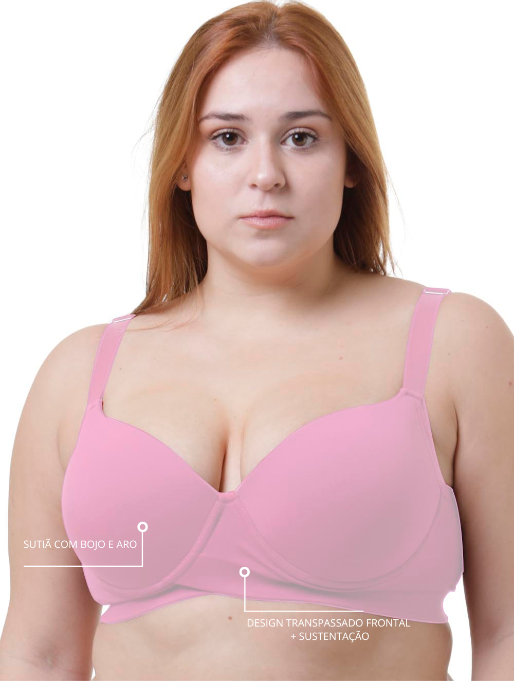 Sutiã Plus Size Tyn com Bojo e Aro Transpassado Preto – Alças Largas e Sustentação Confortável