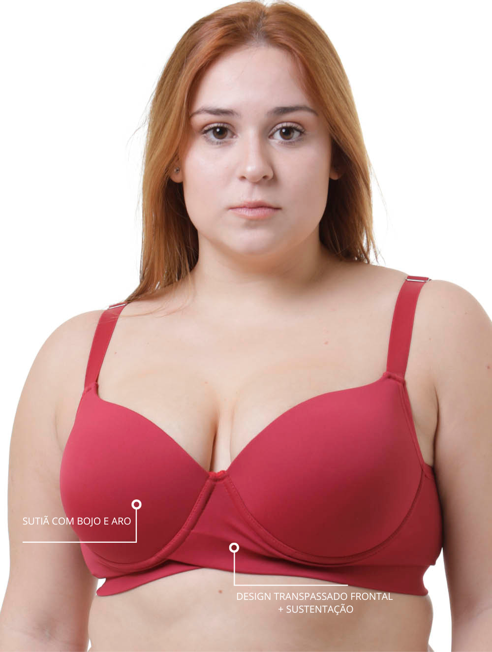 Sutiã Plus Size Tyn com Bojo e Aro Transpassado Rubi – Alças Largas e Sustentação Confortável