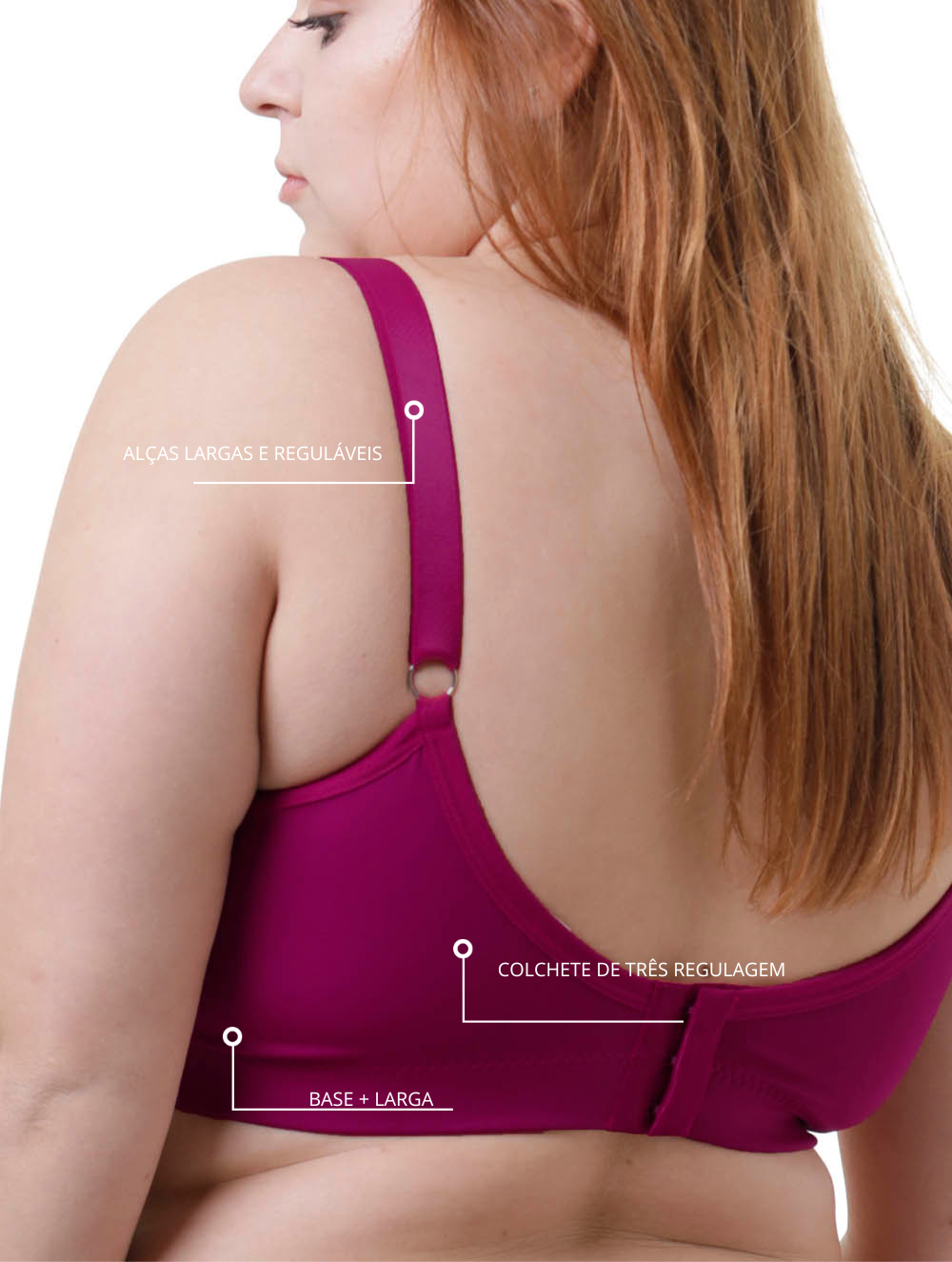Sutiã Plus Size Tyn com Bojo e Aro Transpassado Rubi – Alças Largas e Sustentação Confortável