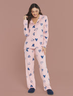 Pijama Camisaria Malha Peletizada Peluciada Amor