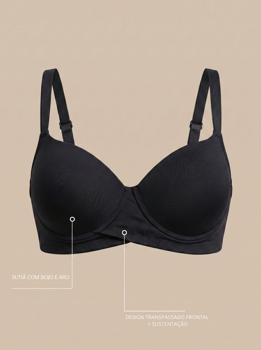 Sutiã Plus Size Tyn com Bojo e Aro Transpassado Branco