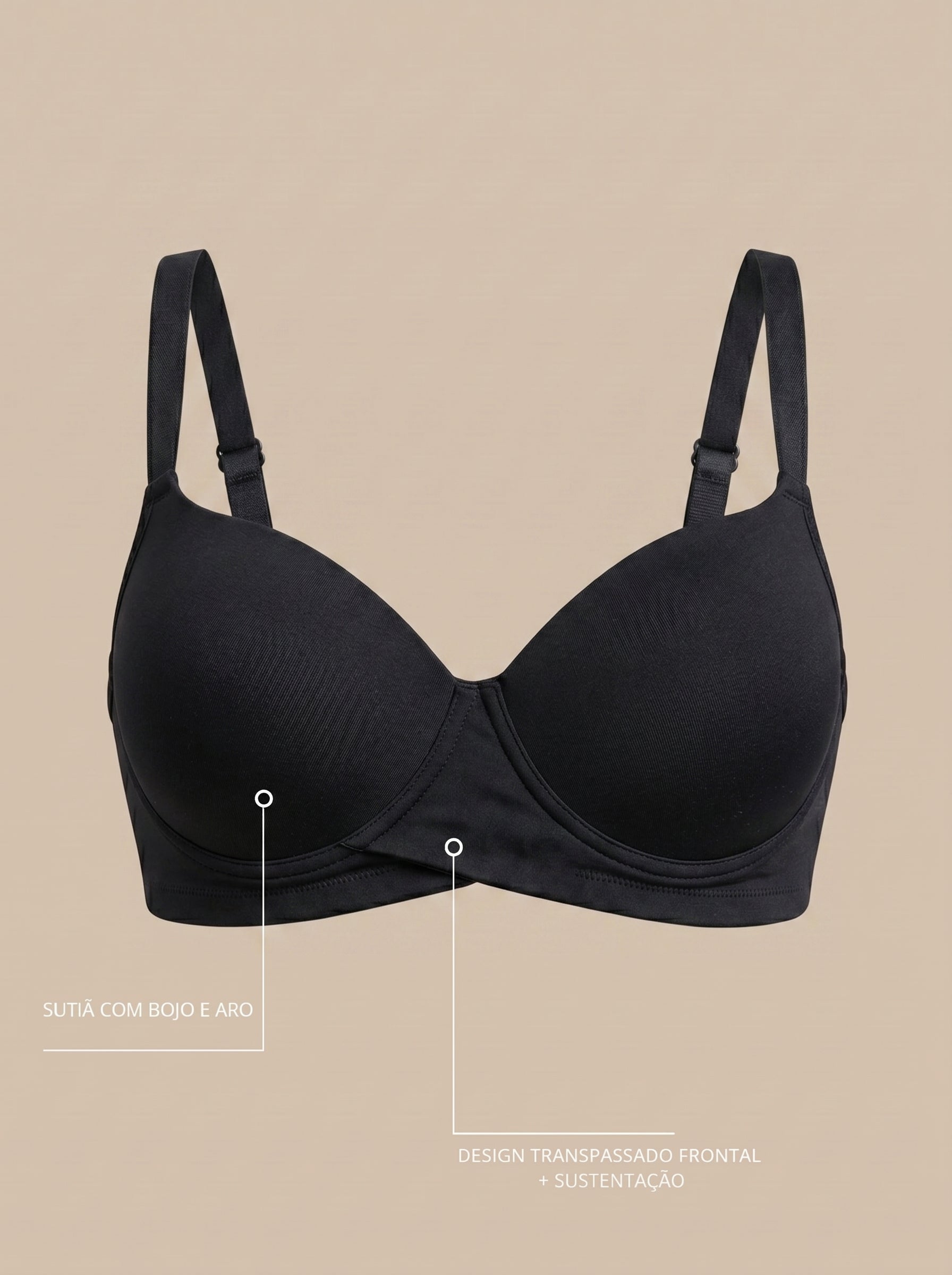 Sutiã Plus Size Tyn com Bojo e Aro Transpassado Branco