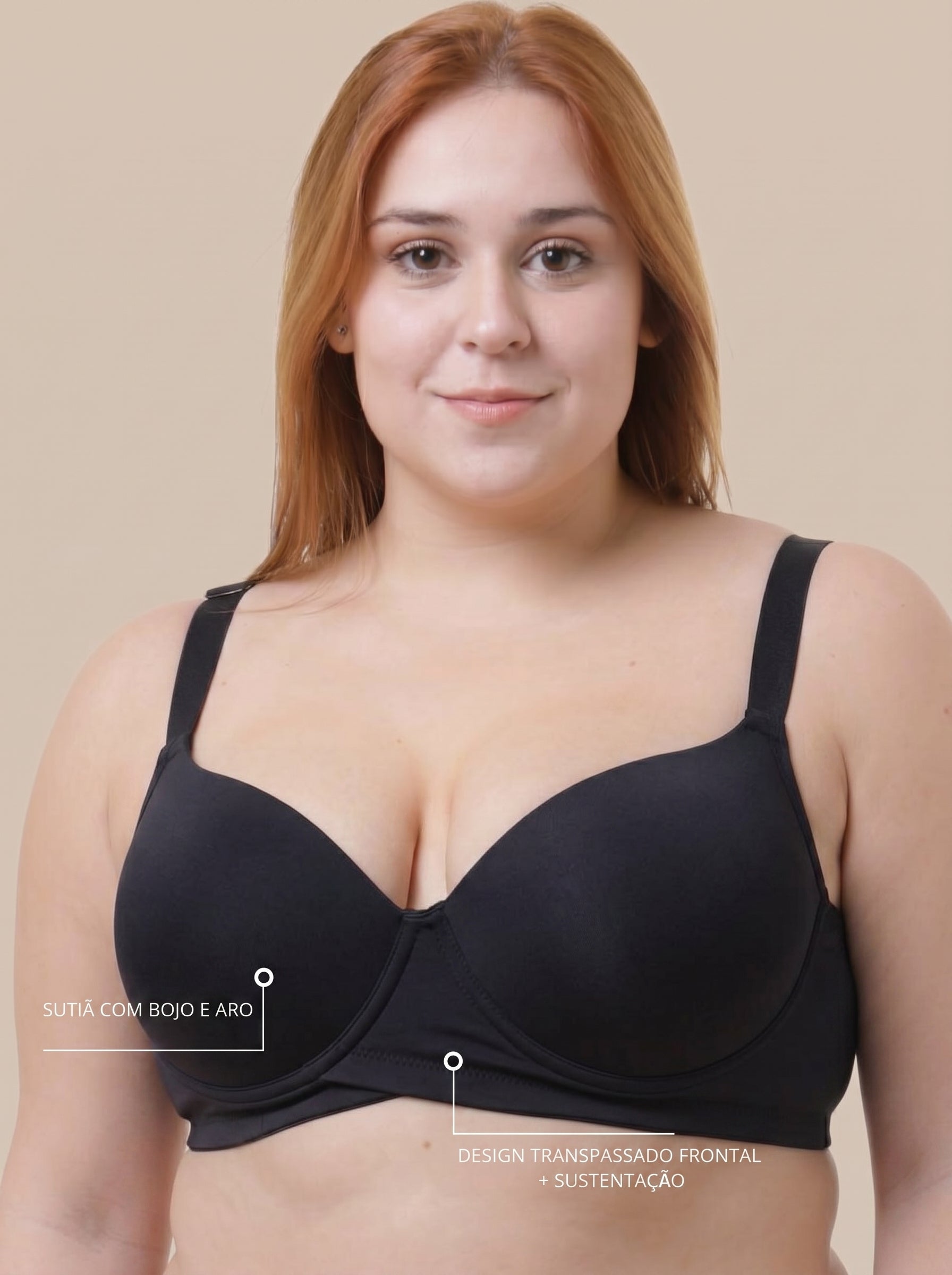 Sutiã Plus Size Tyn com Bojo e Aro Transpassado Branco