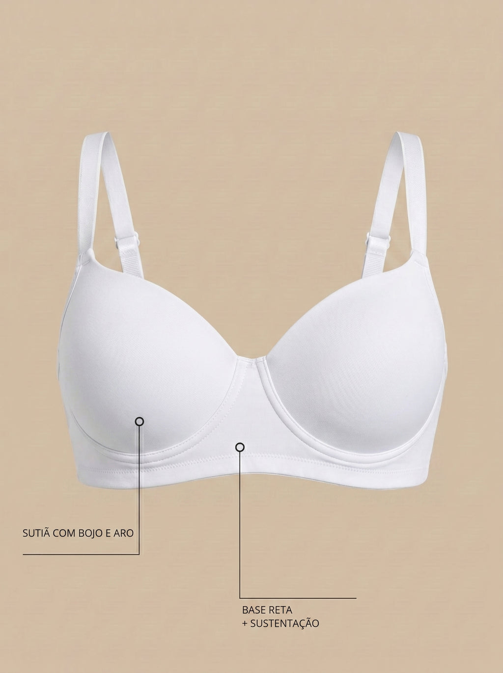 Sutiã Plus Size Tyn com Bojo e Aro Base reta