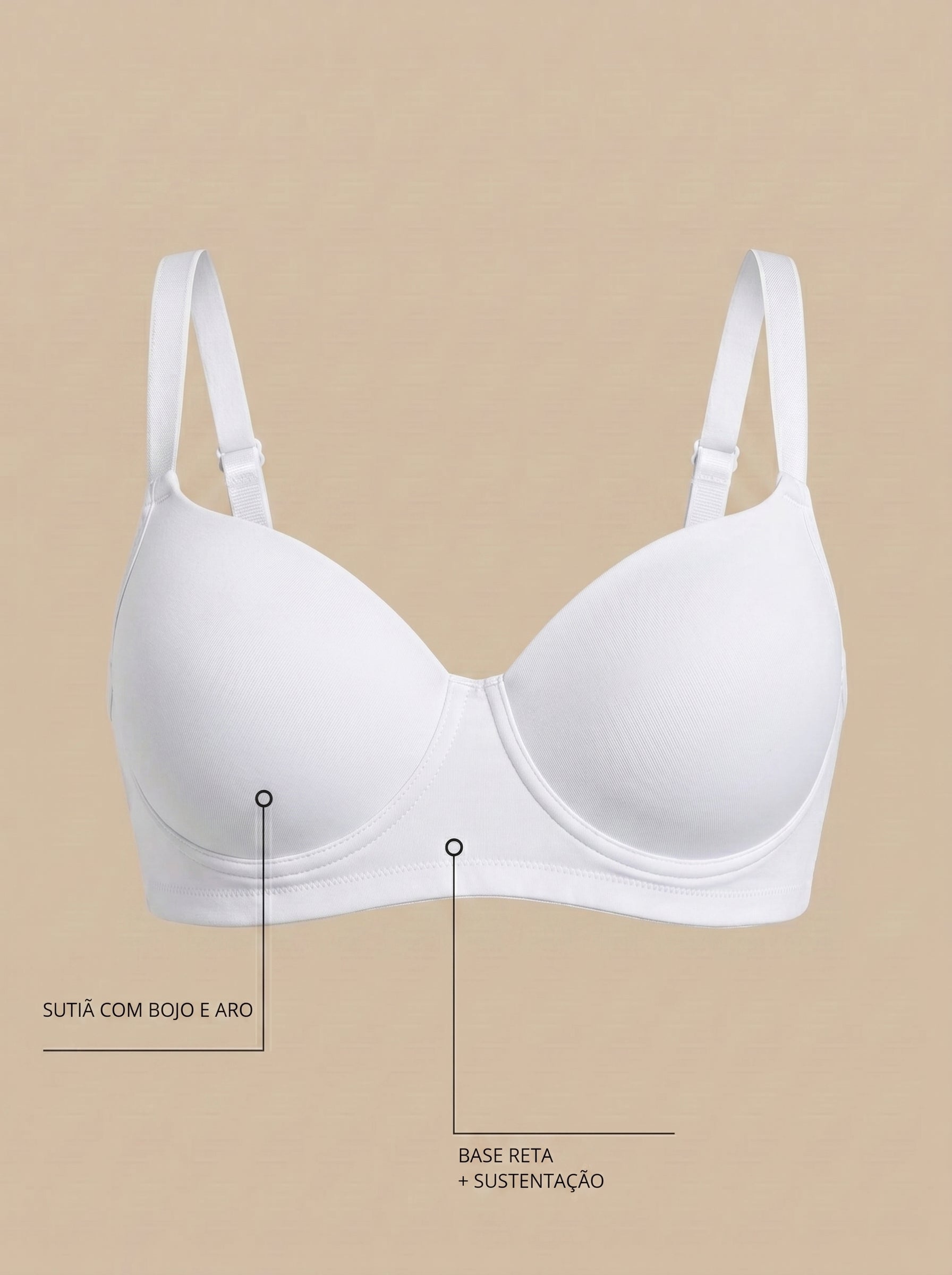 Sutiã Plus Size Tyn com Bojo e Aro Base reta