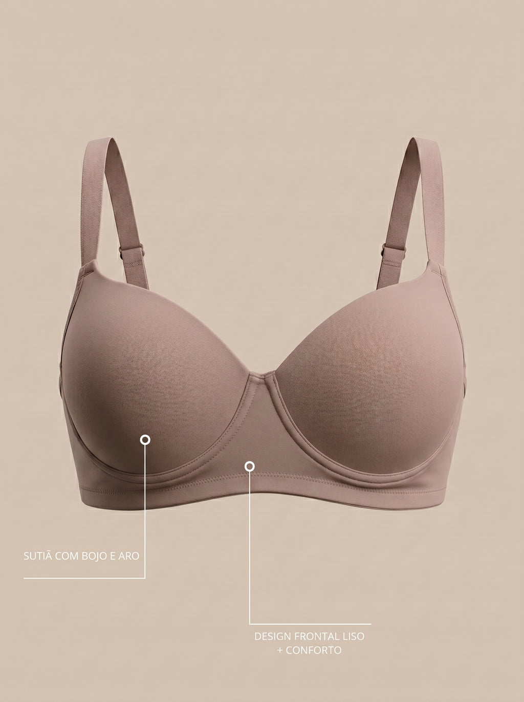 Sutiã Plus Size Tyn com Bojo e Aro Base reta
