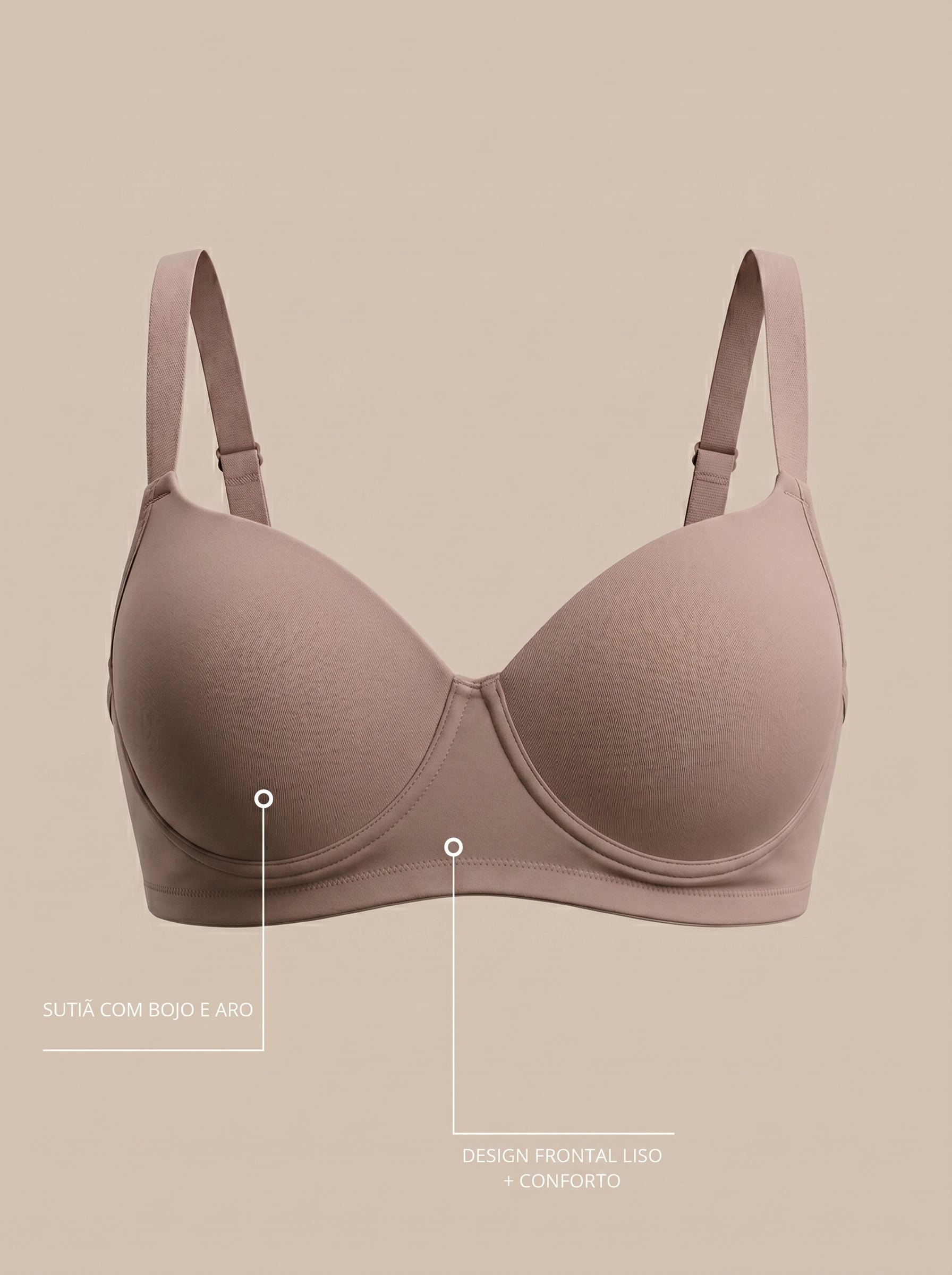 Sutiã Plus Size Tyn com Bojo e Aro Base reta