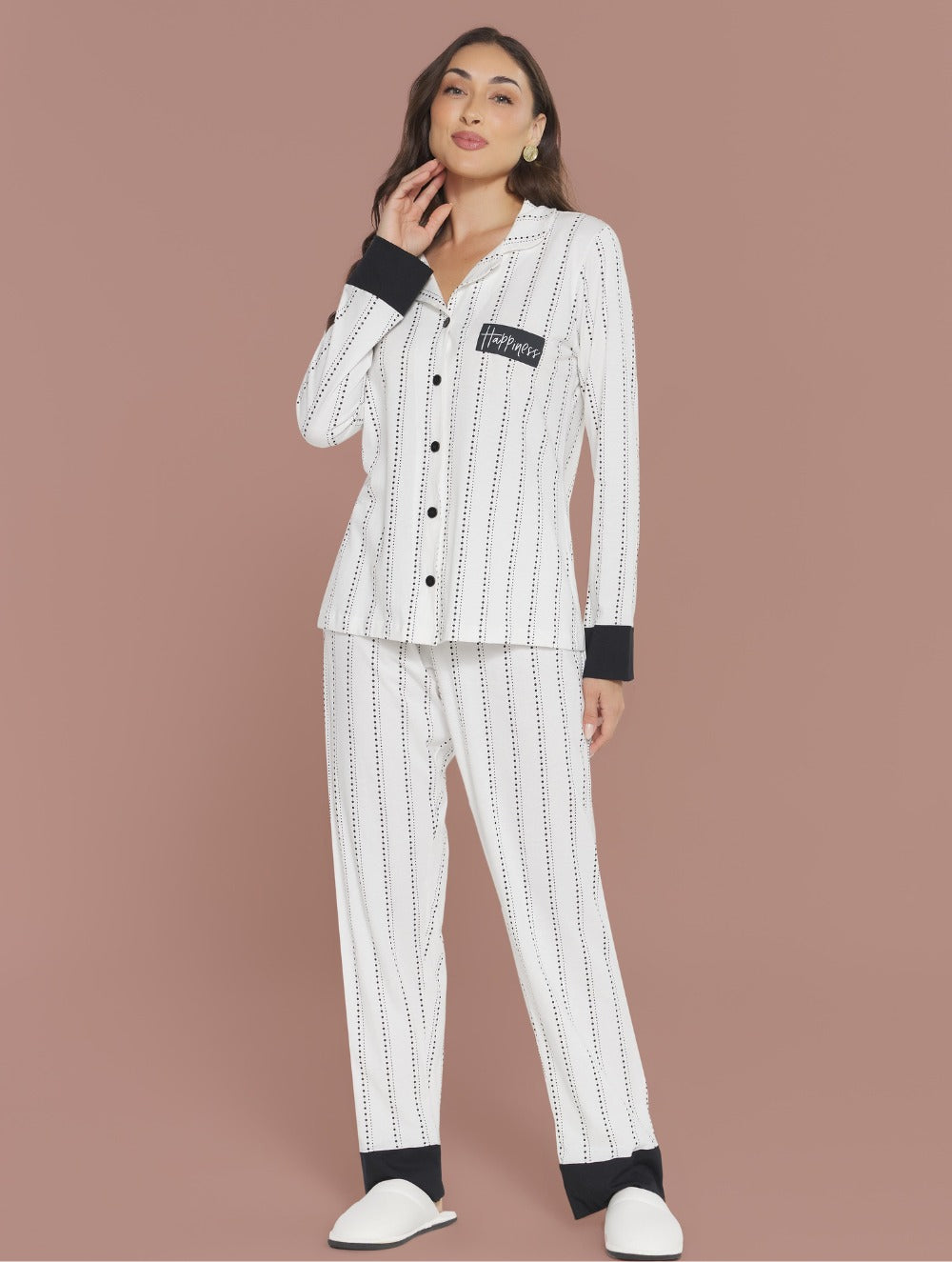 Pijama Camisaria 100% Algodão Happiness