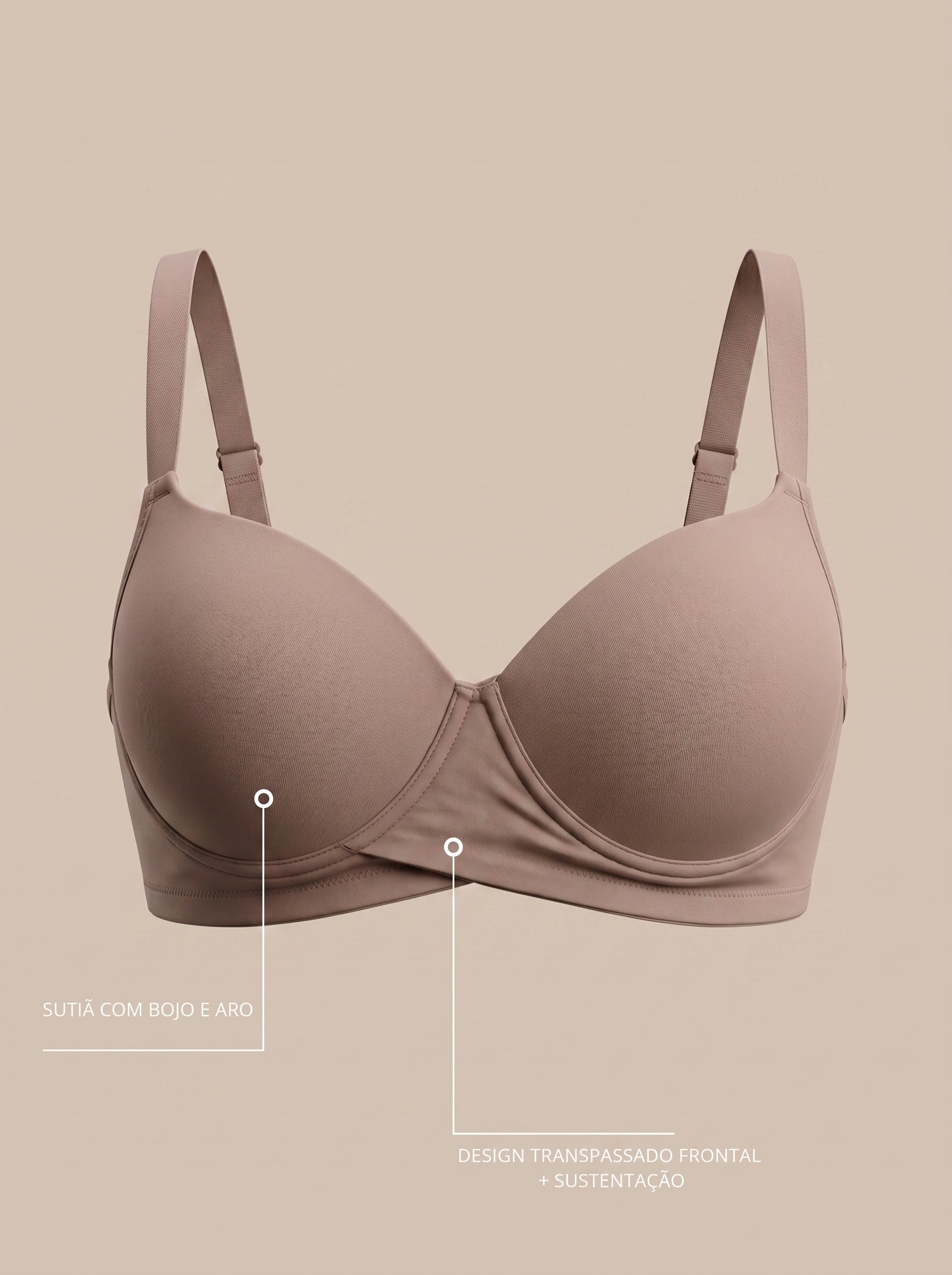 Sutiã Plus Size Tyn com Bojo e Aro Transpassado Branco