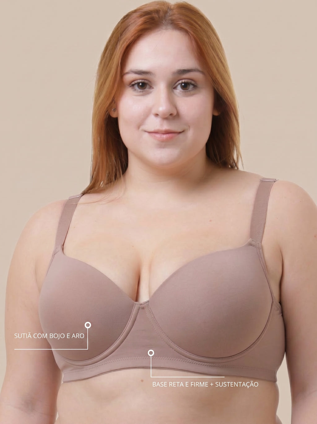 Sutiã Plus Size Tyn com Bojo e Aro Base reta