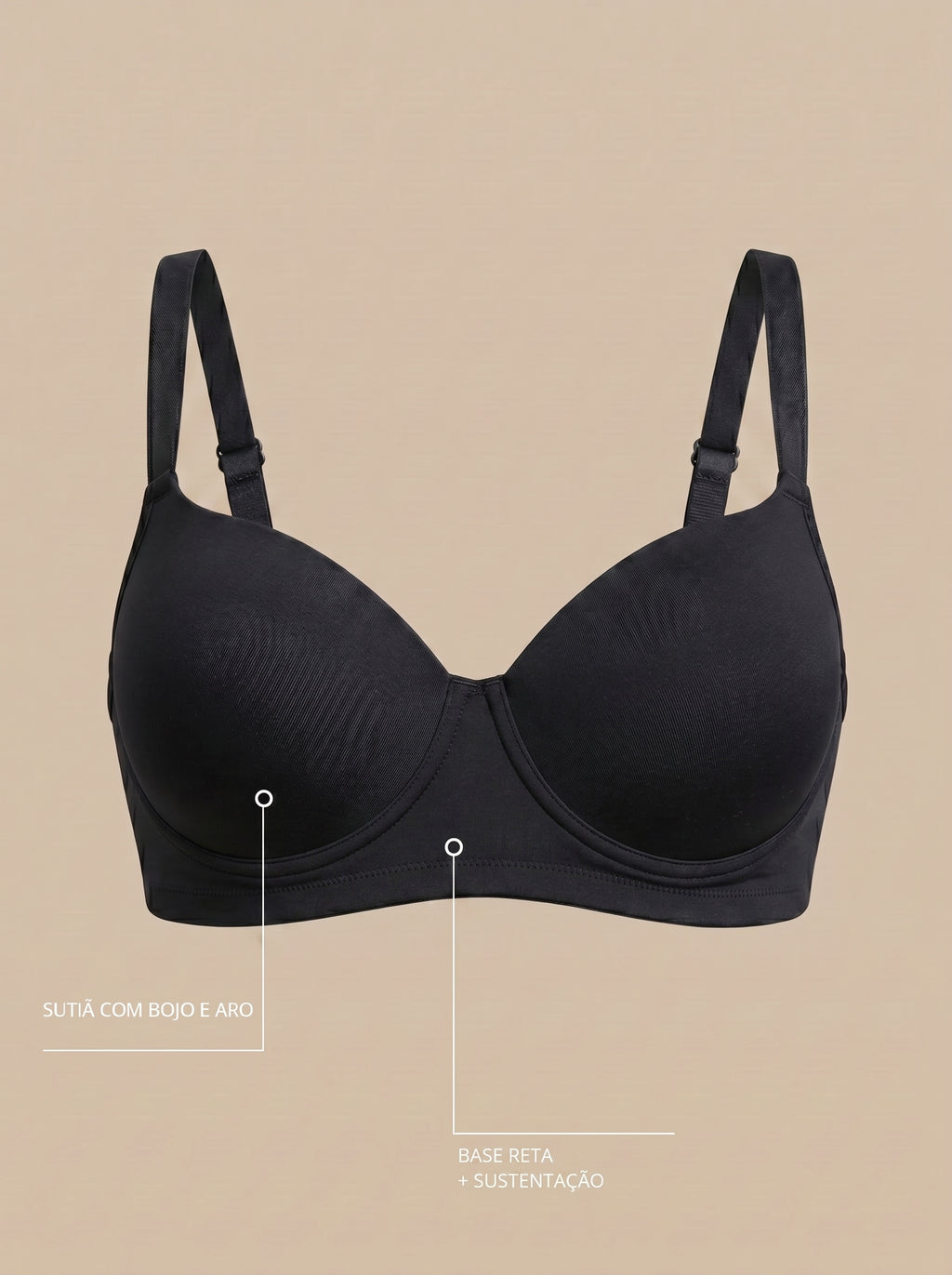 Sutiã Plus Size Tyn com Bojo e Aro Base reta