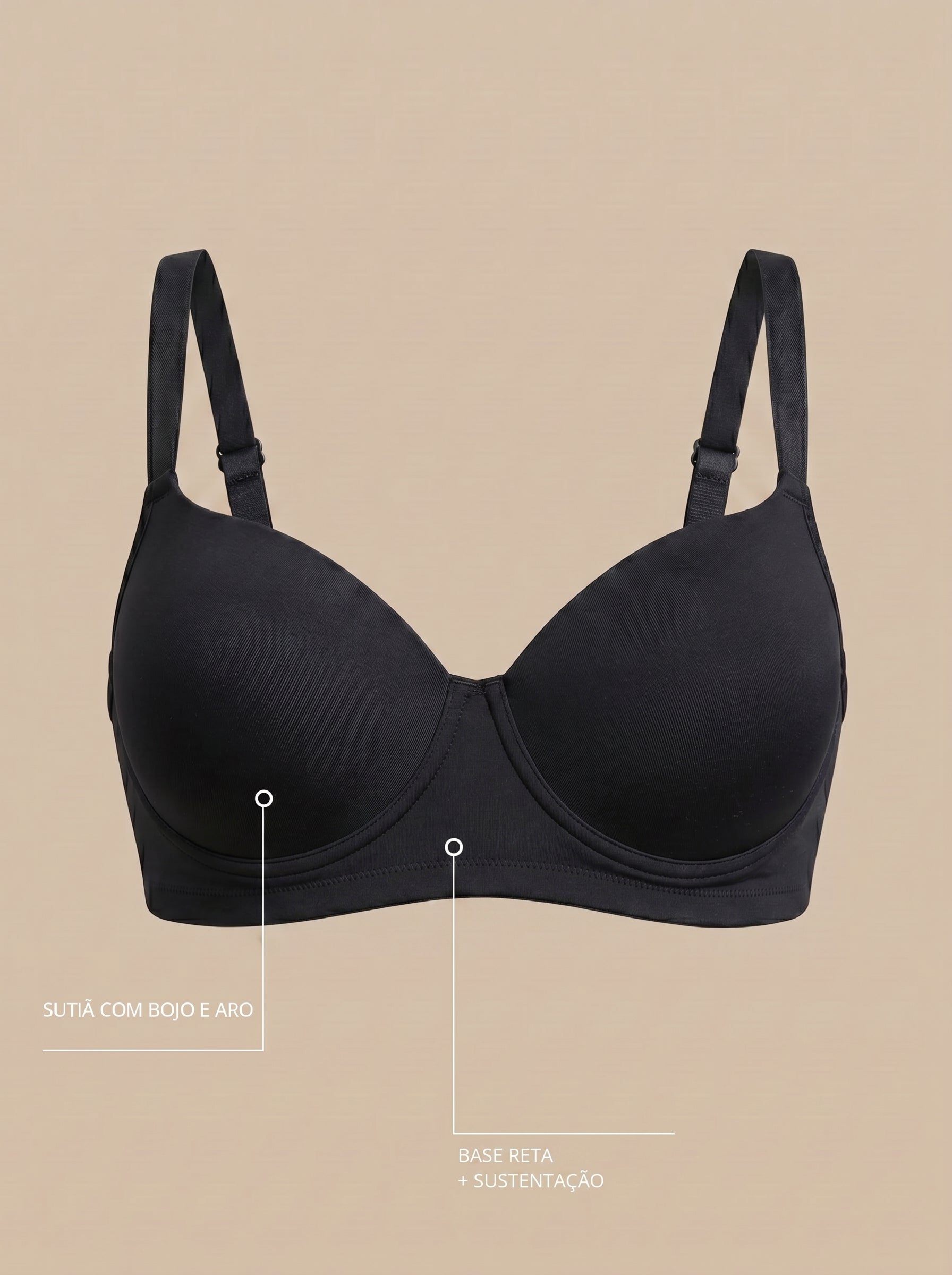 Sutiã Plus Size Tyn com Bojo e Aro Base reta
