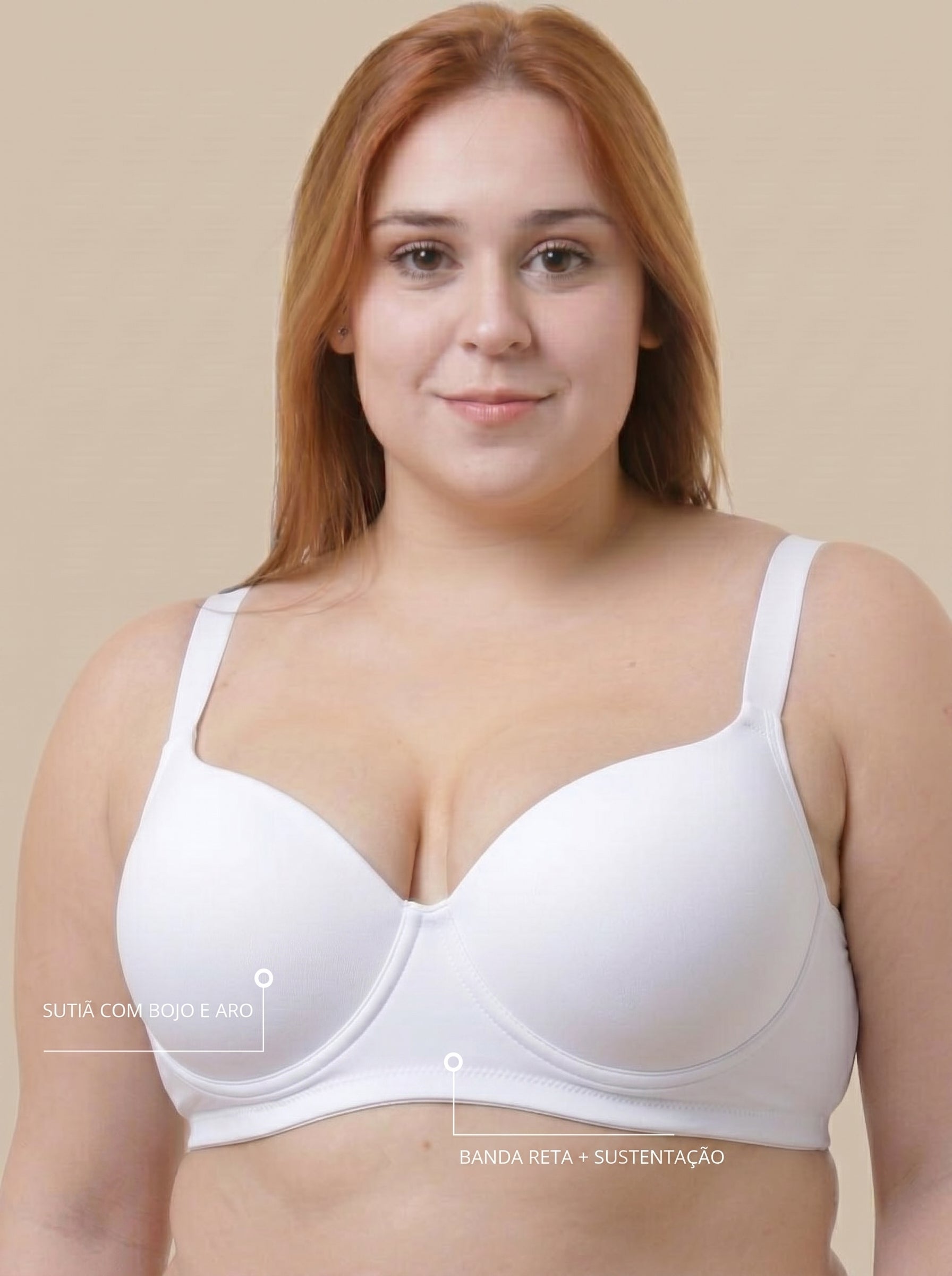 Sutiã Plus Size Tyn com Bojo e Aro Base reta