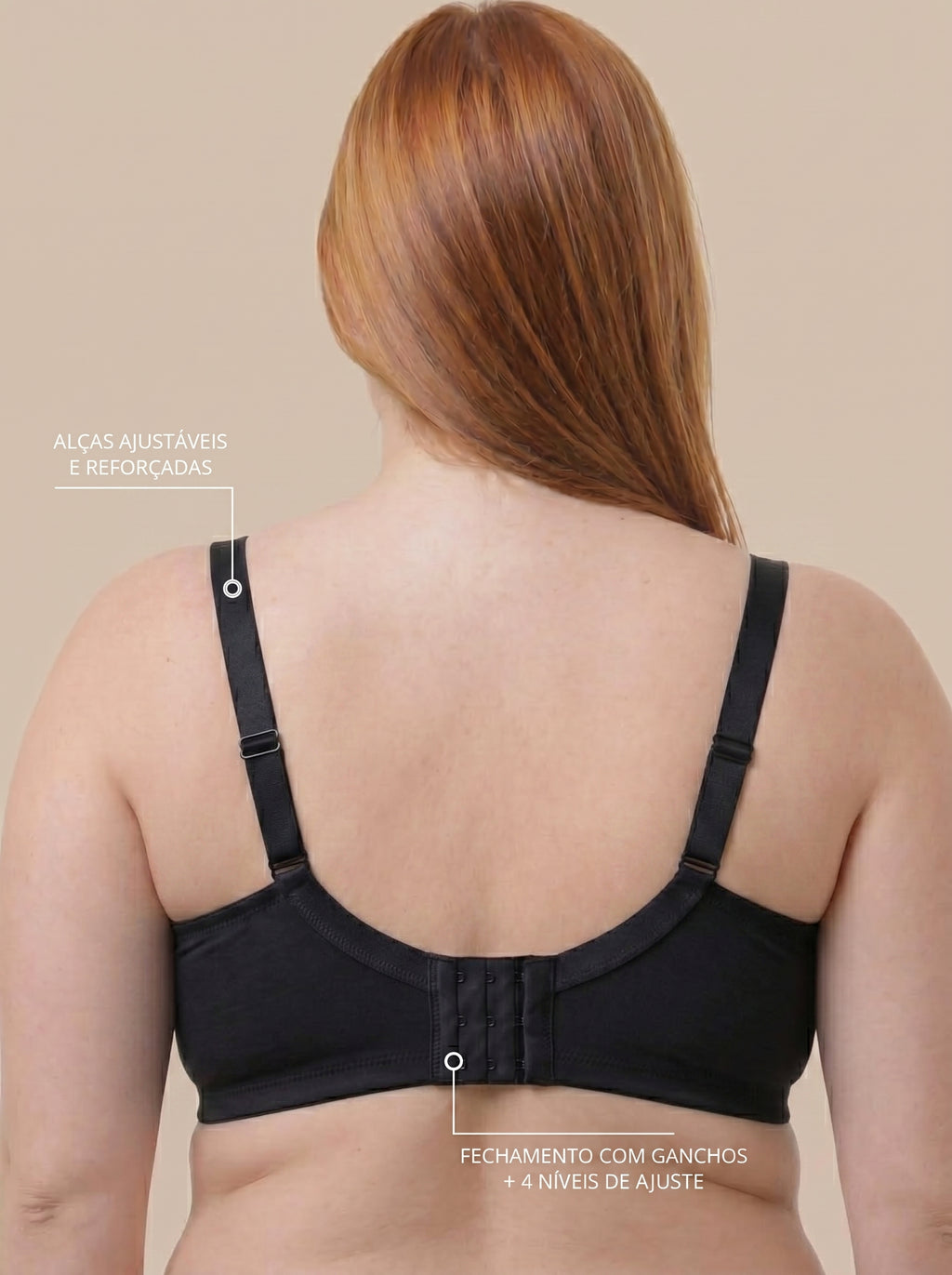 Sutiã Plus Size Tyn com Bojo e Aro Base reta