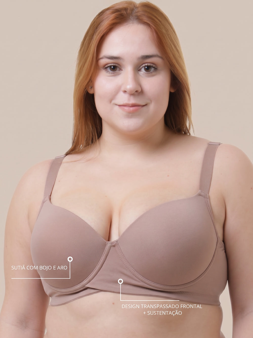 Sutiã Plus Size Tyn com Bojo e Aro Transpassado Branco